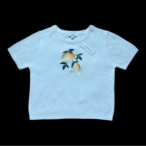 Francesca's Patrica Embroidered Lemon Sweater - Size S - NWT